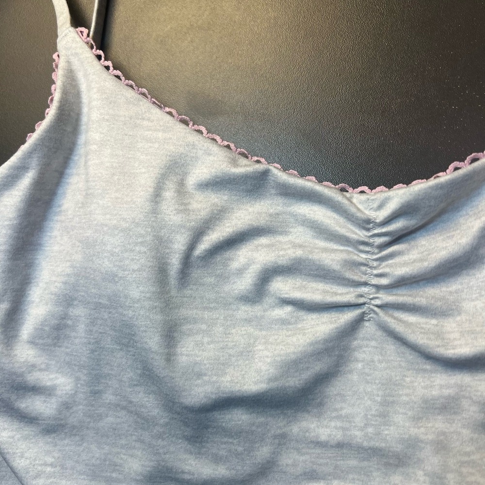 Gilly Hicks Womens Active Plunge Tank Size‎ Small Crop Gray Pink Lace Ruched
